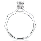 1 1/8 CTW Round Lab Created Diamond  4-Prong Hidden Halo Solitaire with Accents Engagement Ring in 14K White Gold (MD240065)