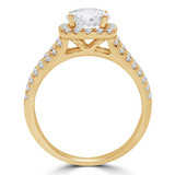 1 1/4 CTW Round Diamond Three-row Cushion Halo Engagement Ring in 14K Yellow Gold (MD240070)