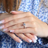 7/8 CTW Round Diamond Solitaire with Accents Engagement Ring in 14K White Gold (MD240072)