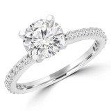 7/8 CTW Round Diamond Solitaire with Accents Engagement Ring in 14K White Gold (MD240072)