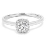 1/3 CTW Round Diamond Cushion Halo Engagement Ring in 14K White Gold (MD240076)