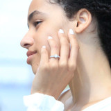 1 1/20 CTW Round Diamond Tapered Solitaire with Accents Engagement Ring in 14K White Gold (MD240079)