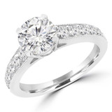 1 1/20 CTW Round Diamond Tapered Solitaire with Accents Engagement Ring in 14K White Gold (MD240079)