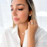 1 1/20 CTW Round Diamond Tapered Solitaire with Accents Engagement Ring in 14K White Gold (MD240079)