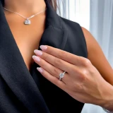 1 4/5 CTW Round Diamond Shared-prong Solitaire with Accents Engagement Ring in 14K White Gold (MD240080)