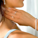 2/3 CTW Round Diamond Shared-prong Trellis Solitaire with Accents Engagement Ring in 14K White Gold (MD240081)