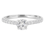 2/3 CTW Round Diamond Shared-prong Trellis Solitaire with Accents Engagement Ring in 14K White Gold (MD240081)