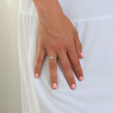 5/8 CTW Round Diamond Shared-prong Trellis Solitaire with Accents Engagement Ring in 14K White Gold (MD240082)