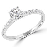 2/3 CTW Round Diamond Shared-prong Trellis Solitaire with Accents Engagement Ring in 14K White Gold (MD240083)