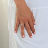 2/3 CTW Round Diamond Shared-prong Trellis Solitaire with Accents Engagement Ring in 14K White Gold (MD240083)