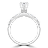 1 CTW Oval Diamond Hidden Halo Solitaire with Accents Engagement Ring in 14K White Gold (MD240089)
