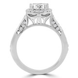 9/10 CTW Round Diamond Double Prong Tappered Cushion Halo Engagement Ring in 14K White Gold (MD240091)
