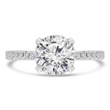 1 9/10 CTW Round Lab Created Diamond  Tappered Hidden Halo Solitaire with Accents Engagement Ring in 18K White Gold (MD240096)