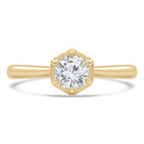 1/2 CT Round Lab Created Diamond  6-Prong Open Bridge Solitaire Engagement Ring in 14K Yellow Gold (MD240103)