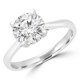 1/2 CT Round Lab Created Diamond  Cathedral Solitaire Engagement Ring in 14K White Gold (MD240104)