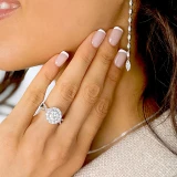 2 1/4 CTW Round Lab Created Diamond  Twisted Split-shank Halo Engagement Ring in 14K White Gold (MD240114)