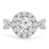 2 1/4 CTW Round Lab Created Diamond  Twisted Split-shank Halo Engagement Ring in 14K White Gold (MD240114)