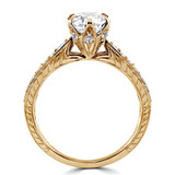 1 CTW Round Diamond Vintage 6-Prong Hidden Halo Tapered Solitaire with Accents Engagement Ring in 14K Yellow Gold (MD240117)