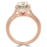 1 2/5 CTW Round Champagne Diamond Cathedral Cushion Halo Engagement Ring in 14K Rose Gold (MD240118)