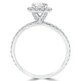 1 1/7 CTW Round Diamond High Set Halo Engagement Ring in 14K White Gold (MD240121)