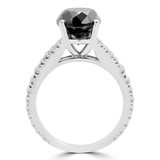 2 2/5 CTW Round Black Diamond Cathedral Split-shank Solitaire with Accents Engagement Ring in 14K White Gold (MD240122)
