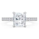 1 7/8 CTW Cushion Diamond Solitaire with Accents Engagement Ring in 14K White Gold (MD240125)