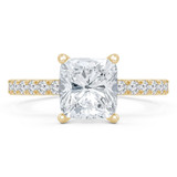 2 3/8 CTW Cushion Diamond Solitaire with Accents Engagement Ring in 14K Yellow Gold (MD240126)