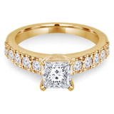1 1/5 CTW Princess Diamond Solitaire with Accents Engagement Ring in 14K Yellow Gold (MD240127)