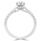 9/10 CTW Round Diamond Tapered Hidden Halo Solitaire with Accents Engagement Ring in 14K White Gold (MD240134)