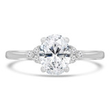 1 1/10 CTW Oval Diamond Solitaire with Accents Engagement Ring in 14K White Gold (MD240136)