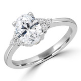1 1/10 CTW Oval Diamond Solitaire with Accents Engagement Ring in 14K White Gold (MD240136)
