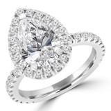 2 1/6 CTW Pear Diamond Pear Halo Engagement Ring in 14K White Gold with Accents (MD240141)
