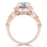 4/5 CTW Round Diamond Vintage Floral Halo Engagement Ring in 14K Rose Gold with Accents (MD240142)