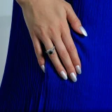 2 1/2 CTW Round Black Diamond Split-shank Double Cushion Halo Engagement Ring in 14K White Gold with Accents (MD240144)