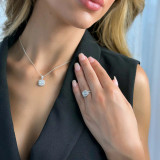 1 2/3 CTW Round Diamond Cathedral Cushion Halo Engagement Ring in 14K White Gold with Accents (MD240145)