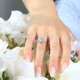 1 2/3 CTW Round Diamond Cathedral Cushion Halo Engagement Ring in 14K White Gold with Accents (MD240145)