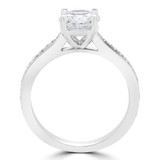 1 1/10 CTW Round Diamond Tapered Solitaire with Accents Engagement Ring in 14K White Gold (MD240150)