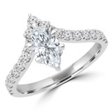 3/4 CTW Marquise Diamond Tiara Solitaire with Accents Engagement Ring in 14K White Gold (MD240155)