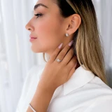 1 CTW Round Diamond Hidden Halo Solitaire with Accents Engagement Ring in 14K White Gold (MD240156)