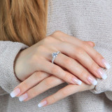 1 1/2 CTW Round Lab Created Diamond  Three-row Pave Solitaire with Accents Engagement Ring in 10K White Gold (MD240178)