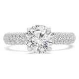 1 1/2 CTW Round Lab Created Diamond  Three-row Pave Solitaire with Accents Engagement Ring in 10K White Gold (MD240178)