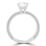 1 1/2 CTW Round Lab Created Diamond  Three-row Pave Solitaire with Accents Engagement Ring in 10K White Gold (MD240178)