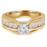 1 1/2 CTW Round Lab Created Diamond  Open Bridge Solitaire with Accents Engagement Ring in 14K Yellow Gold with Channel set Accents (MD240187)