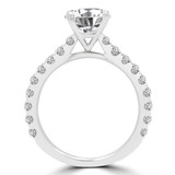 2 CTW Round Lab Created Diamond  Cathedral Solitaire with Accents Engagement Ring in 14K White Gold (MD240194)