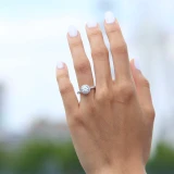 1 3/4 CTW Round Lab Created Diamond  Open Bridge Cathedral Halo Engagement Ring in 14K White Gold (MD240196)