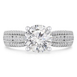 2 3/8 CTW Round Lab Created Diamond  Three-row Tapered Solitaire with Accents Engagement Ring in 18K White Gold (MD240199)