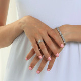 2 3/8 CTW Round Lab Created Diamond  Three-row Tapered Solitaire with Accents Engagement Ring in 18K White Gold (MD240199)