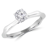 1 1/10 CTW Round Lab Created Diamond  Tapered Solitaire with Accents Engagement Ring in 14K White Gold (MD240200)