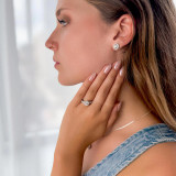 1 1/4 CTW Round Diamond Open Bridge Two-row Halo Engagement Ring in 14K White Gold (MD240204)