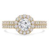 1 1/6 CTW Round Lab Created Diamond  Open Bridge Two-row Halo Engagement Ring in 14K Yellow Gold (MD240205)